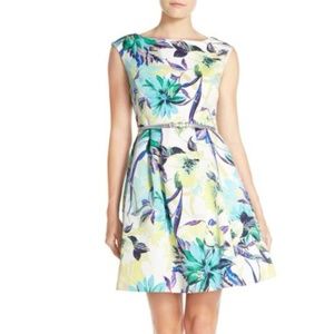 Eliza J. Belted Faille Fit & Flare Dress